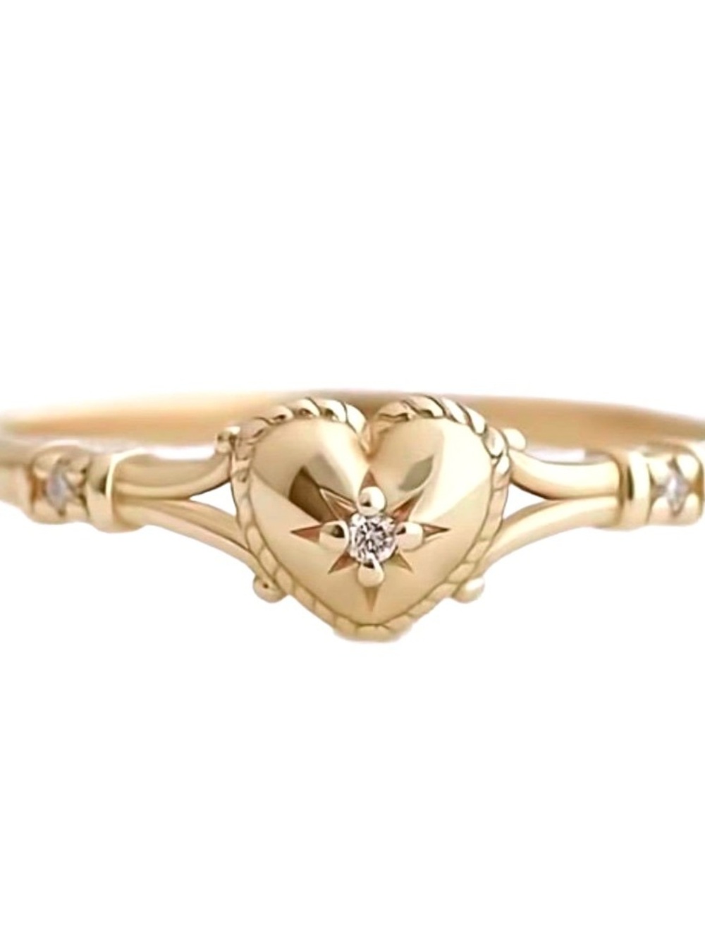 New -Beautiful -Gold Heart Ring w/Zirconia Accents -Size 7